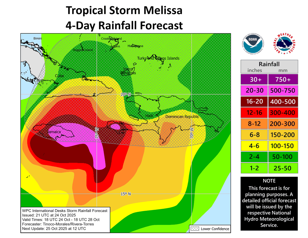 Jamaica could see another two feet of rain over the next four days, and some parts of Haiti may see the same.