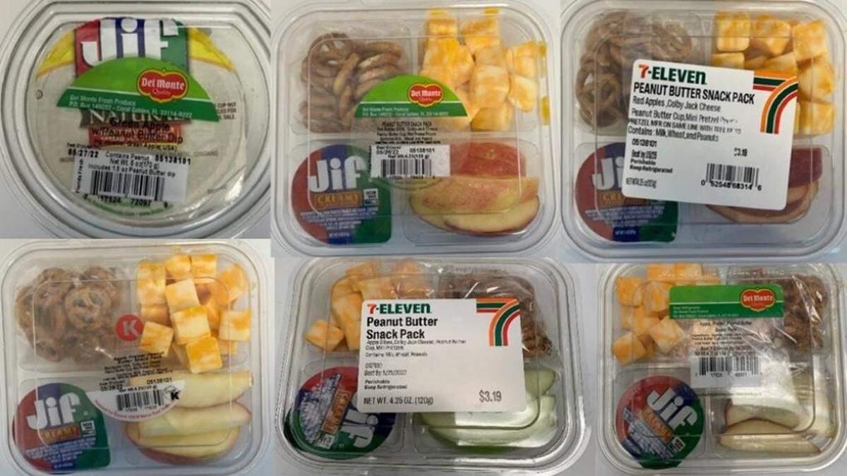 Fresh Del Monte of Miami recalled about 10 brands of its fruit and snack trays that contain recalled Jif peanut butter that were sold under convenience store brand names 7-Eleven, Circle-K and Get Go.