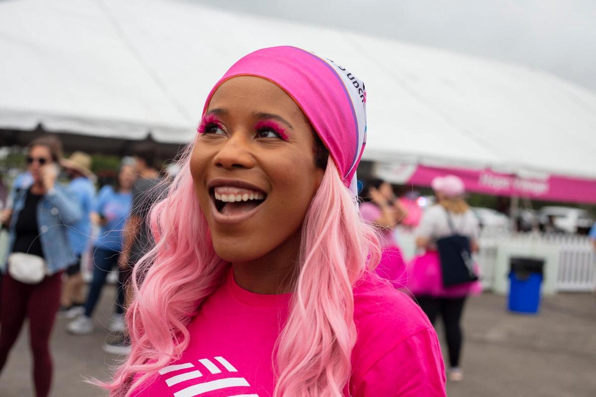 Rachell Comunale at the pink walk at Amelia Earhart Park in Hialeah on Saturday, Oct. 19, 2024.