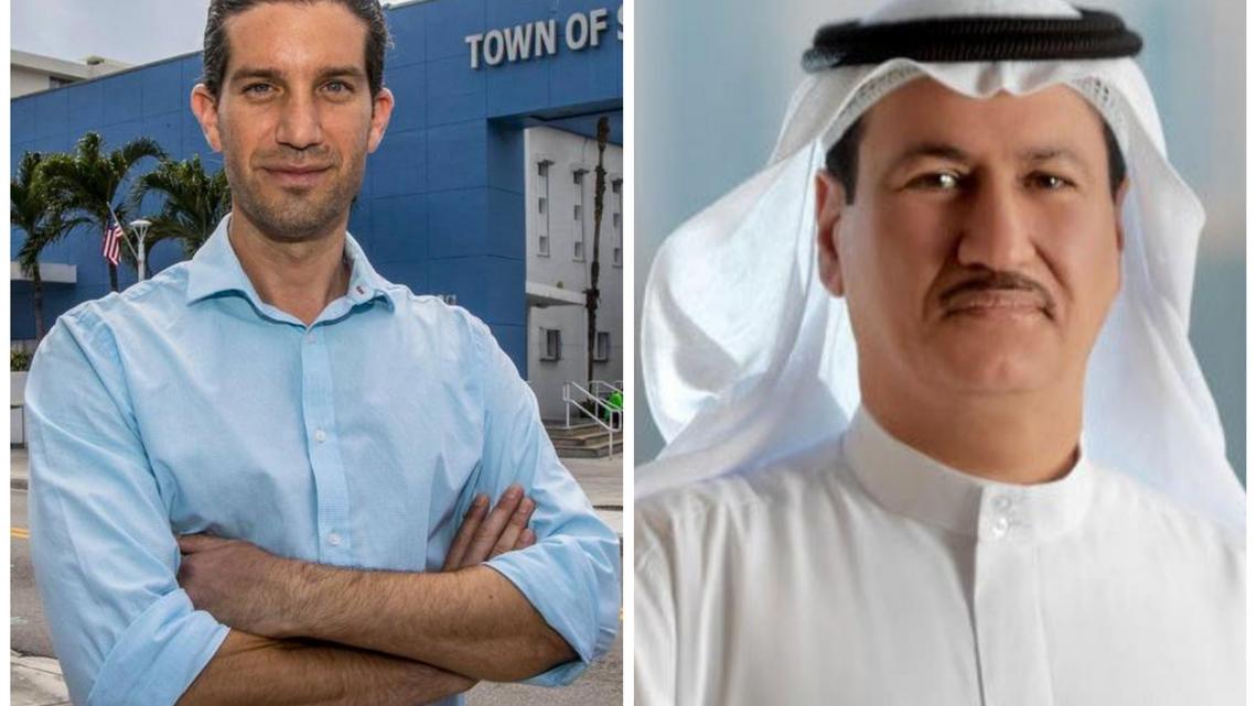 Surfside Mayor Shlomo Danzinger (left) met in Dubai last October with billionaire developer Hussain Sajwani (right), who purchased the property where Champlain Towers South collapsed in June 2021.