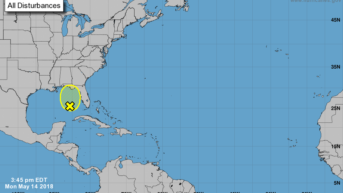 National Hurricane Center forecasters reduced the odds of a tropical storm forming in the Gulf of Mexico to 30 percent of the next five days. Source: National Hurricane Center