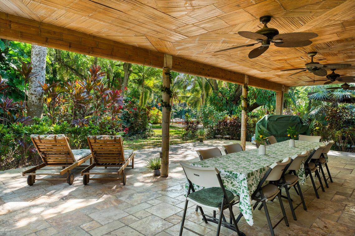 A seating area at Breezy Oaks, a 14.4-acre estate in South Miami-Dade listed for $18 million.