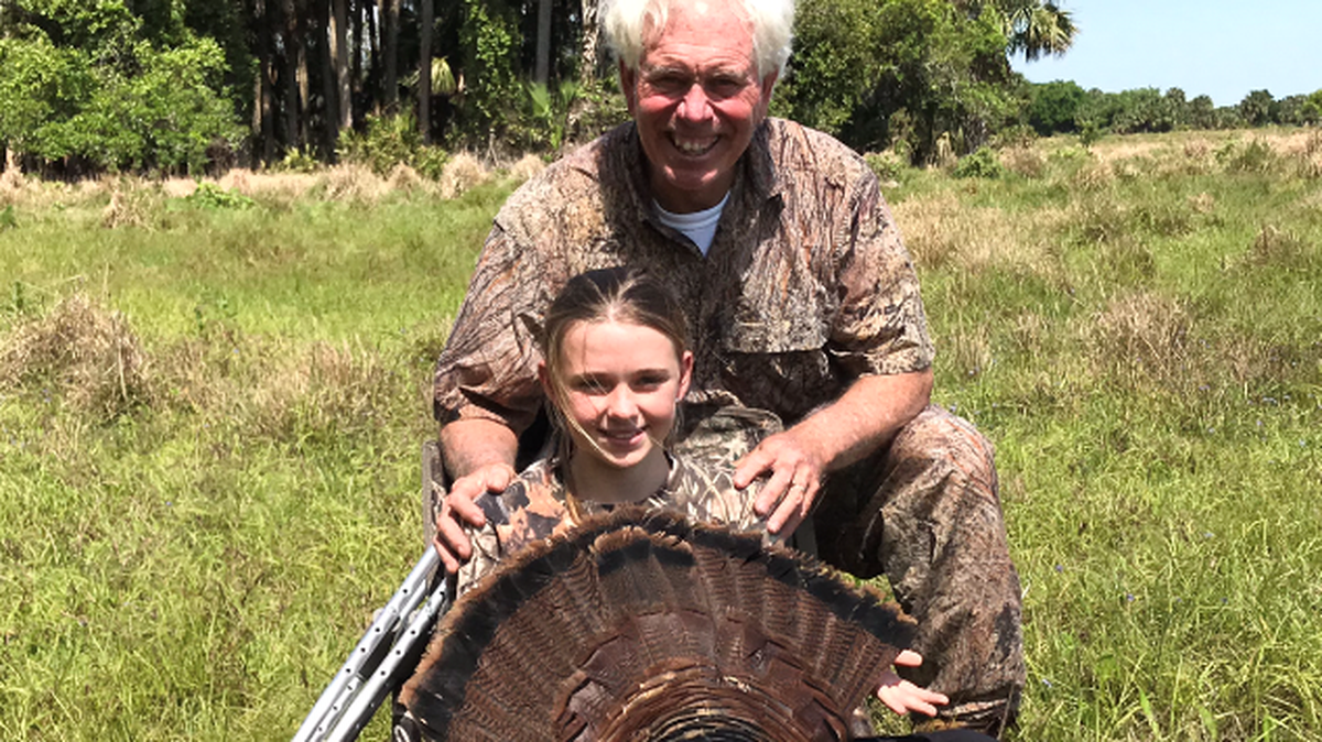 Despite having a broken leg and being on crutches, Reagan Van Buskirk, 11, got her first wild turkey gobbler with one shot from a 20-gauge shotgun. The 3-year-old bird had a 9-inch beard and 1 1/4-inch spurs.