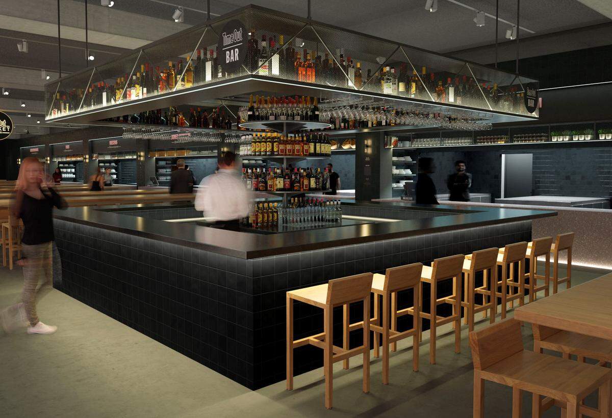 One of the bars inside Time Out Market Miami.