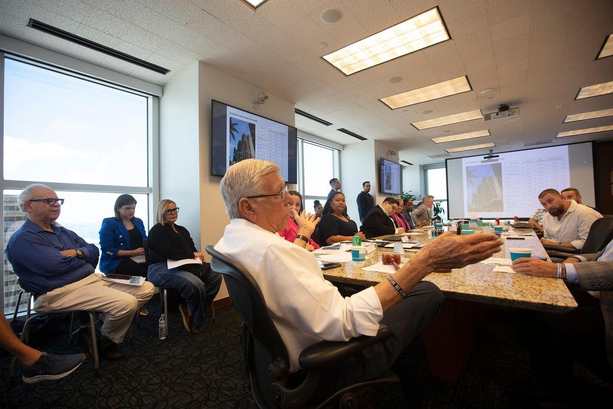(Center) Manolo Reyes Commissioner District 4 during a meeting of the city of Miami’s urban core plan at Downtown Development Authority’s office in Downtown Miami Travel on Saturday, September 21st., 2024.
