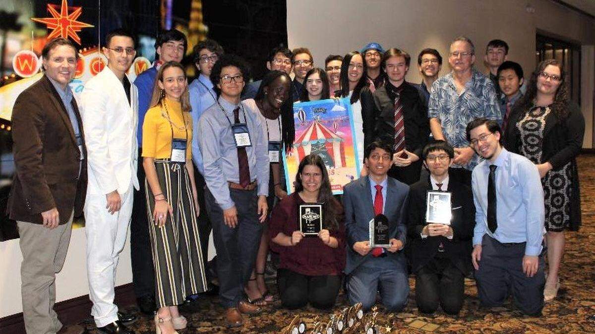 Students from Doral Academy Charter School recently competed in the 49th annual Mu Alpha Theta National Convention in Las Vegas and placed sixth out of 50 schools. The students, pictured  with their trophies, collectively earned 40 trophies.