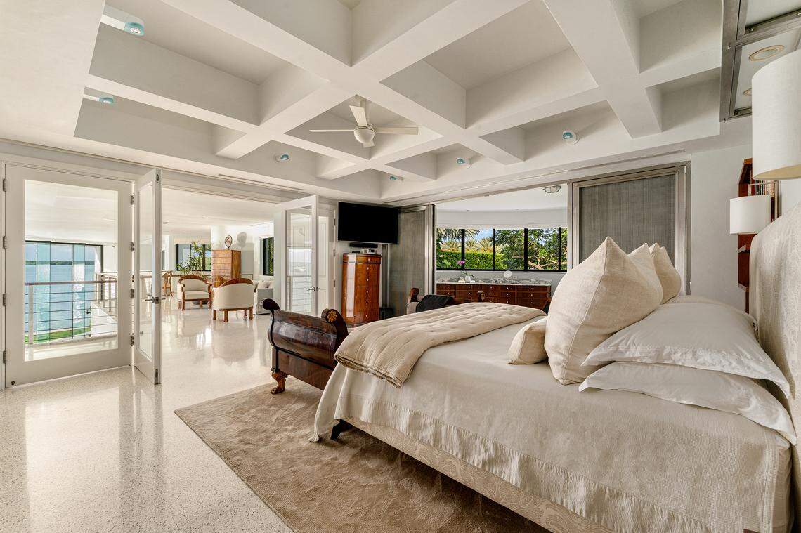 A bedroom in the Key Biscayne home just listed for $237 million.
