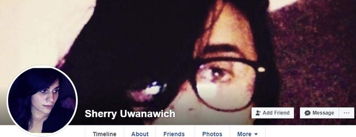 Sherry Uwanawich’s Facebook cover photo and profile. Uwanawich was charged with wire fraud and sentenced to 40 months in a Florida prison in September 2019 for defrauding a Texas woman of $1.6 million by claiming to have psychic abilities and the means to remove a “curse” on the victim and victim’s family.