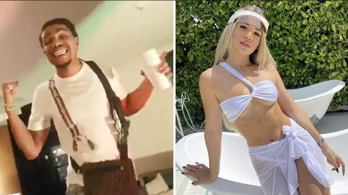 Brandon Cooper, as seen in a YouTube rap video, and Ana Figueroa, as seen on her Instagram page. Both have been indicted in Miami federal court for their alleged role in a bank fraud scheme.