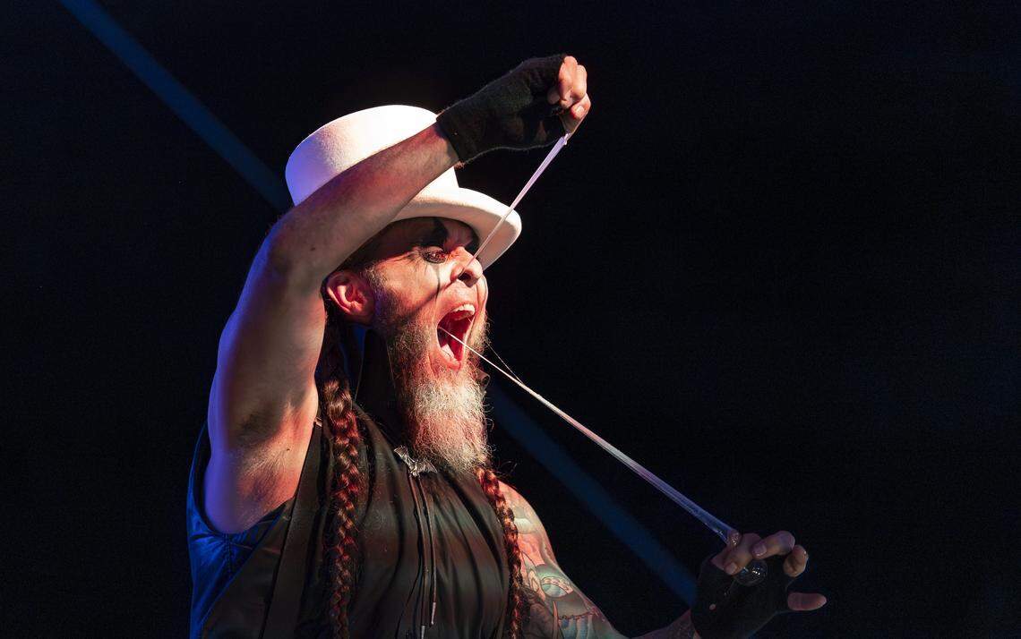Bryce “The Govna” Graves performs for guests during the grand opening of Ripley's Believe It or Not! Christmas Park at Amelia Earhart Park on Thursday, Nov. 13, 2025, in Hialeah, Fla.