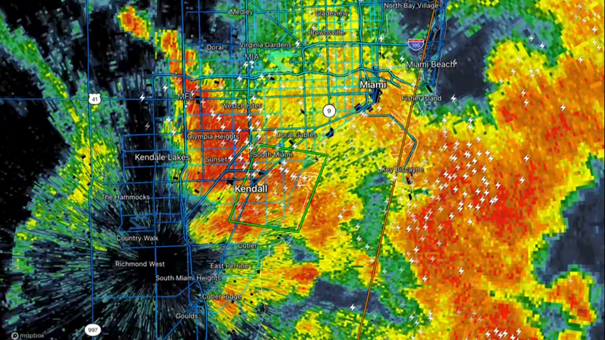 The National Weather Service issued a flash flood warning for parts of Miami-Dade as several inches of rain began to pool in some areas.