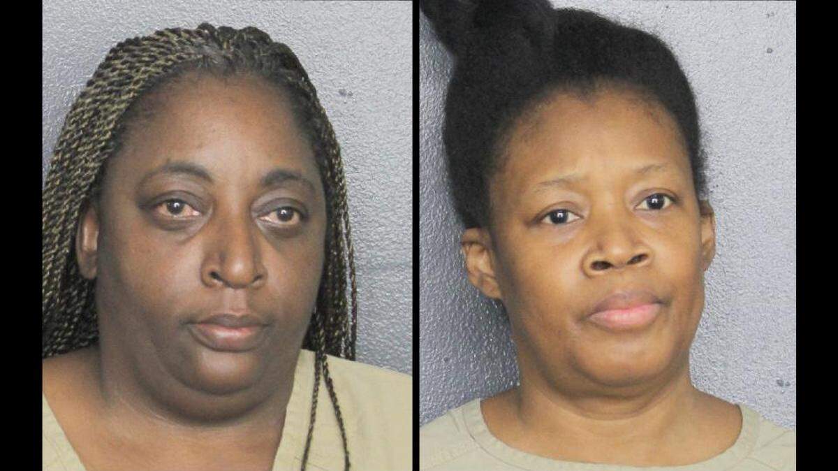 Two Broward Sheriff’s Office employees, Erika Ragin, left, and Marie Gary, right, were arrested after detectives say they gave a bondsman private inmate information that allowed him to get more business.