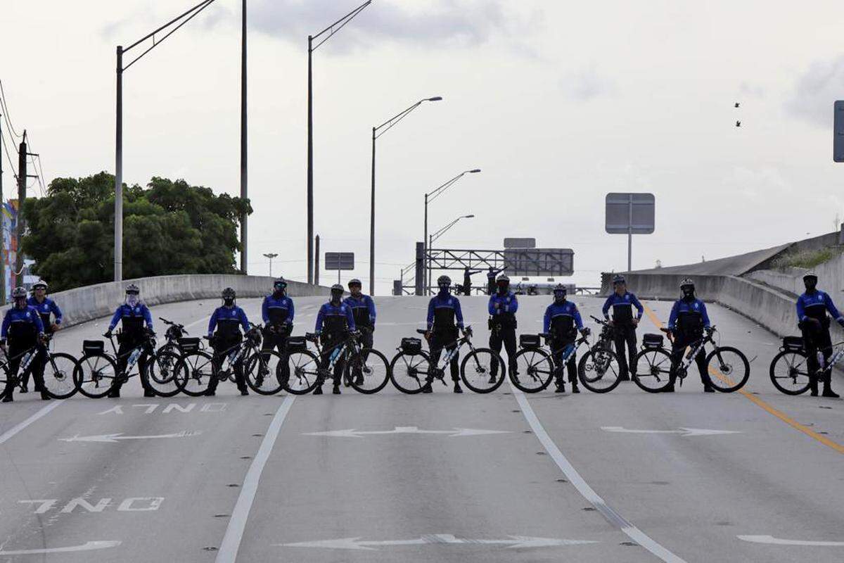 City of Miami Police block I95 and 36th Street during the “Pride riot” on Sunday on June 28, 2020, in Wynwood marking the 51st anniversary of the beginning of the 1969 Stonewall Riots in New York City to advance LGBT rights.