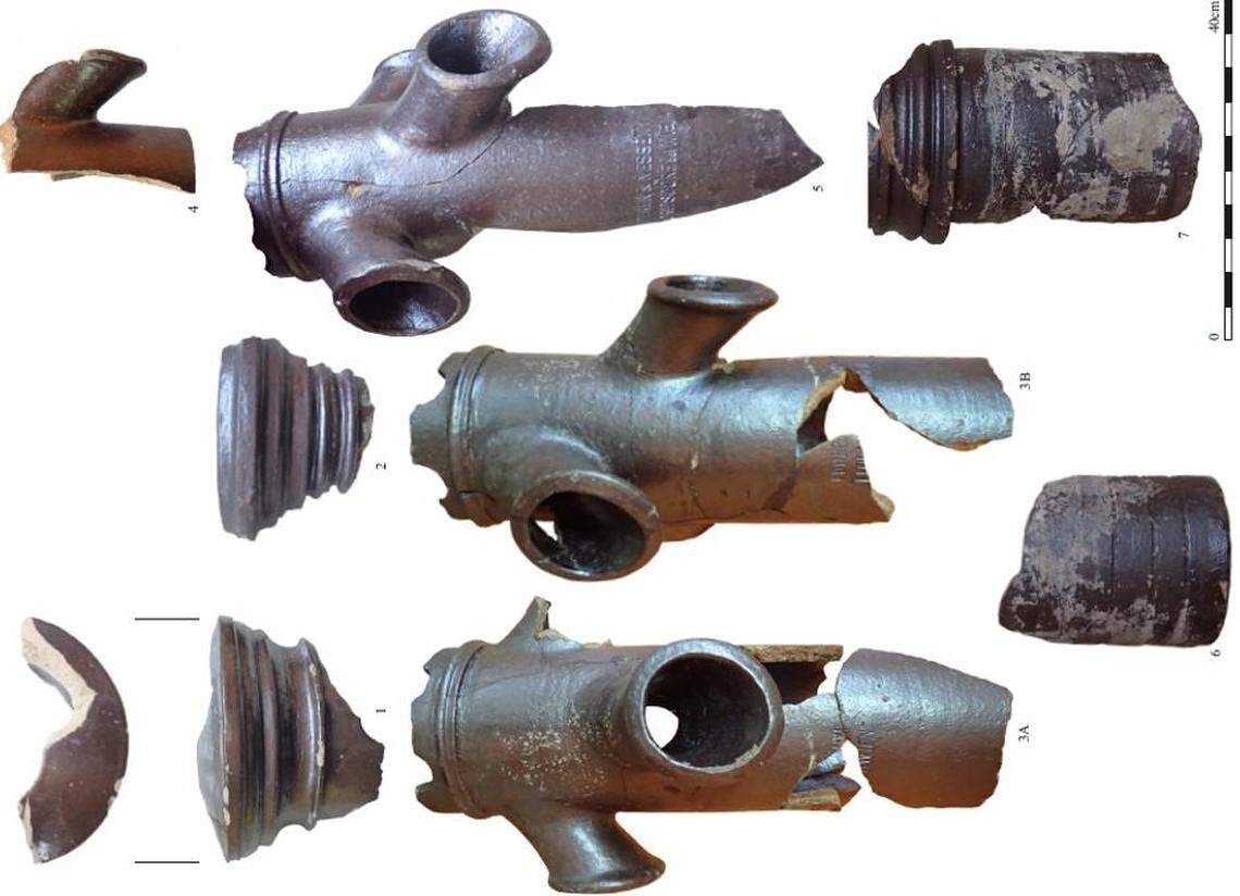 Ceramic pipes were discovered in a field near the stone fortress, officials said.
