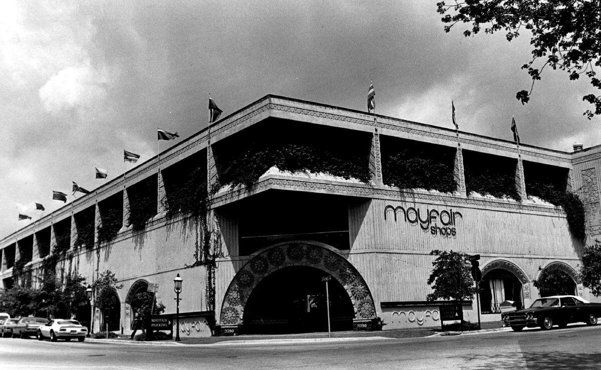 Main entrance to Mayfair shopping complex in 1985.