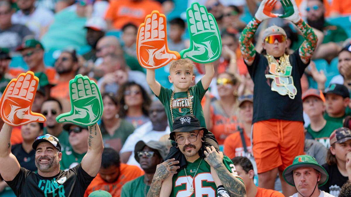 Miami Hurricanes fans show their support during game against Southern Miss Golden Eagles at Hard Rock Stadium in Miami Gardens on Saturday, September 10, 2022.