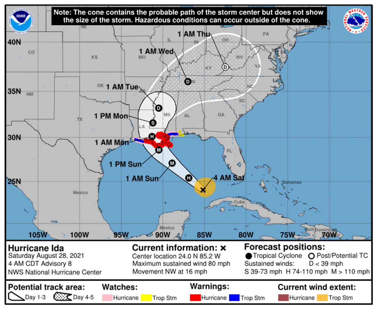 Hurricane Ida, 5 a.m. Saturday