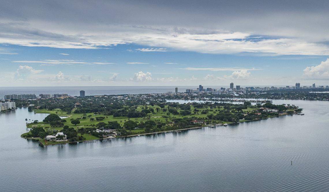 An aerial view of Indian Creek Island, home to singer Julio Iglesias and other rich and famous Floridians.