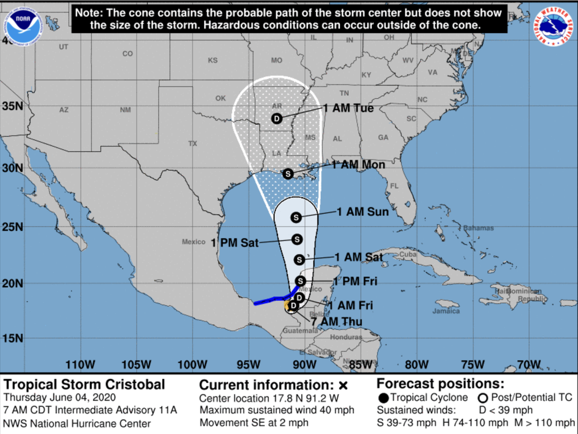 Tropical Storm Cristobal is continuing to bring deadly flooding to parts of Mexico and Central America early Thursday as it slowly moves further inland into southern Mexico, according to the National Hurricane Center.&nbsp;