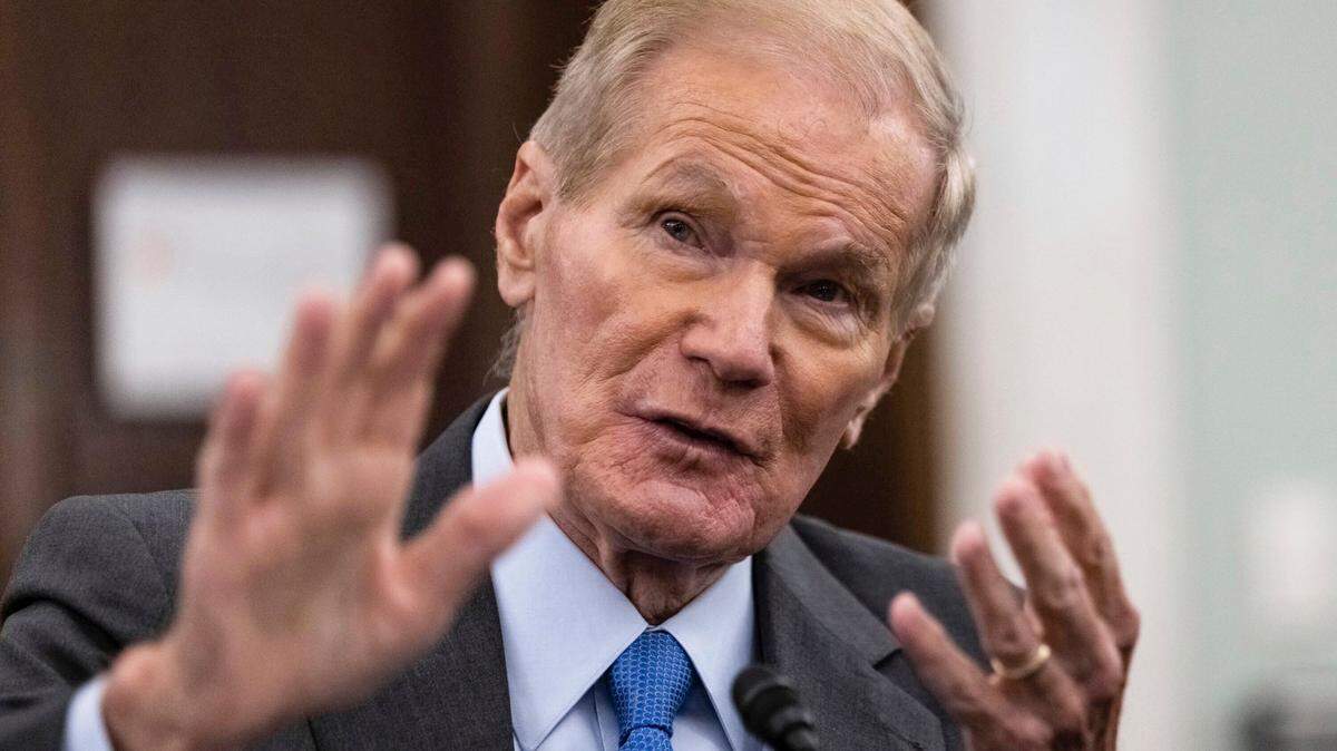 Former Sen. Bill Nelson, nominee to be administrator of NASA, testifies during a Senate Committee on Commerce, Science, and Transportation confirmation hearing, Wednesday, April 21, 2021, on Capitol Hill in Washington.