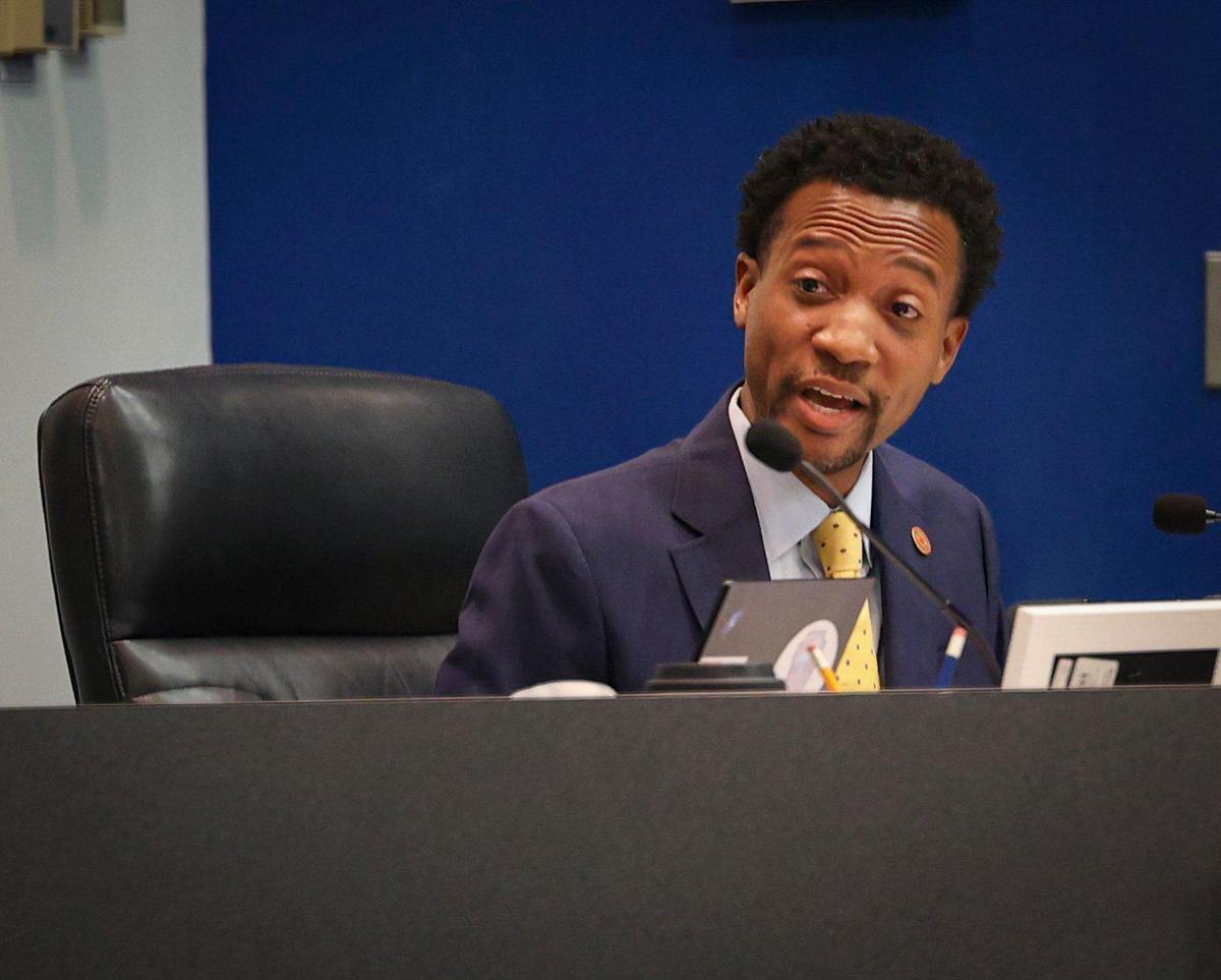 Torey Alston addresses Dr. Earlean Smiley, newly elected superintendent, after the board was talking about her as a ‘place holder’ during a Broward County School Board meeting on Wednesday, Feb. 15, 2023, in Fort Lauderdale.