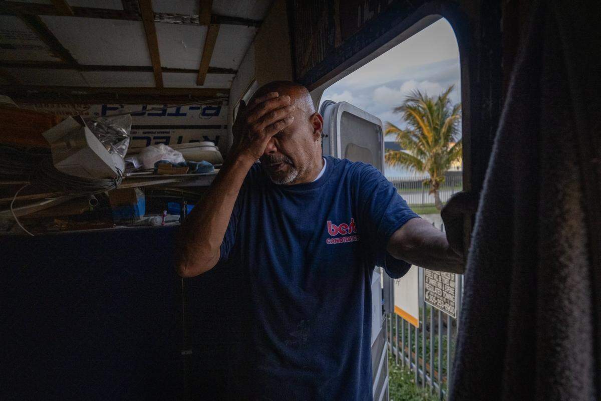 Life has been difficult for Angel Rogelio Diaz Franco, who was evicted from his home of 19 years in October, has ALS and is unable to work. He’s out of money and struggles to find some sort of normalcy while living in a camper van on Sunday, Dec. 21, 2025, in Miami.