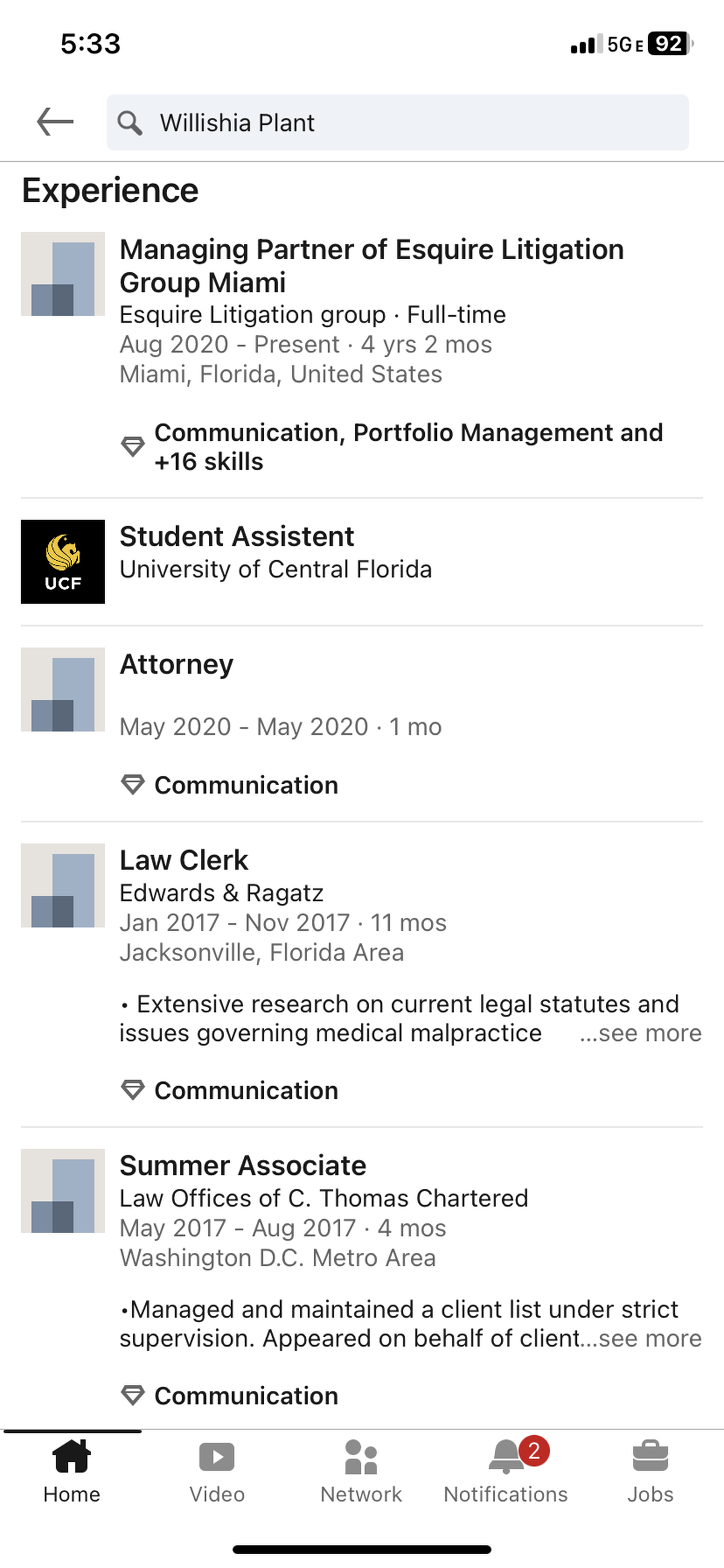 Willishia Plant’s LinkedIn page didn’t mention anything about her time employed by the Broward Public Defender’s Office.