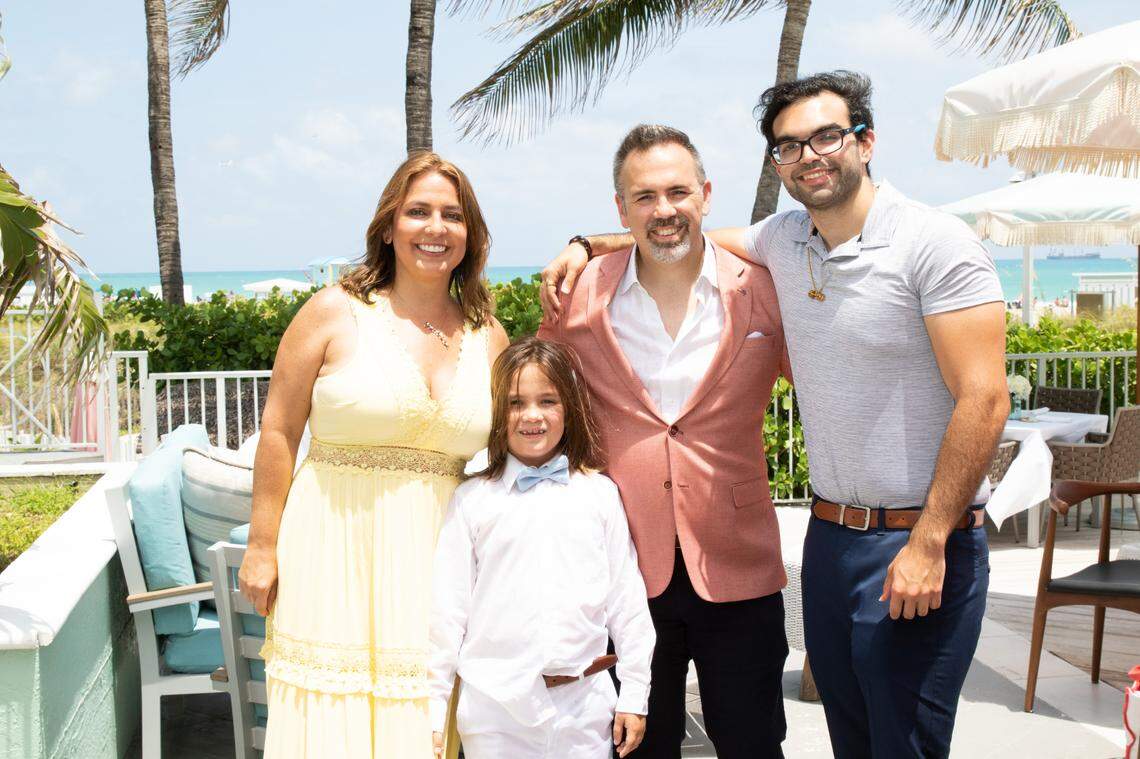 A family photo taken April 24, 2021, at a communion party for Carlos Manuel, 9, at Miami Beach’s Savoy Hotel. Pictured with Carlos are his parents George Cabrera and Violeta Miranda and his older brother Nicholas Cabrera, 21.