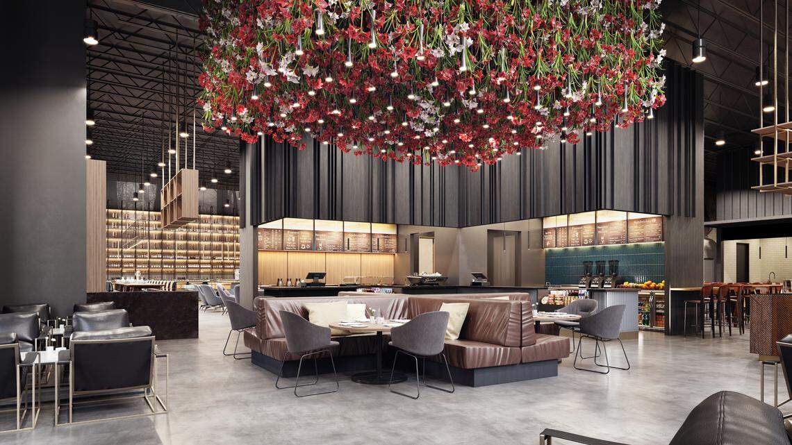 A rendering of the entrance to Shoma Bazaar at Sanctuary at Doral.