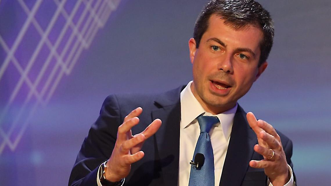 Then-South Bend Mayor Pete Buttigieg participates in a Democratic presidential candidates’ forum at a National Association of Black Journalists conference on Thursday, August 8, 2019 in Aventura, Florida.