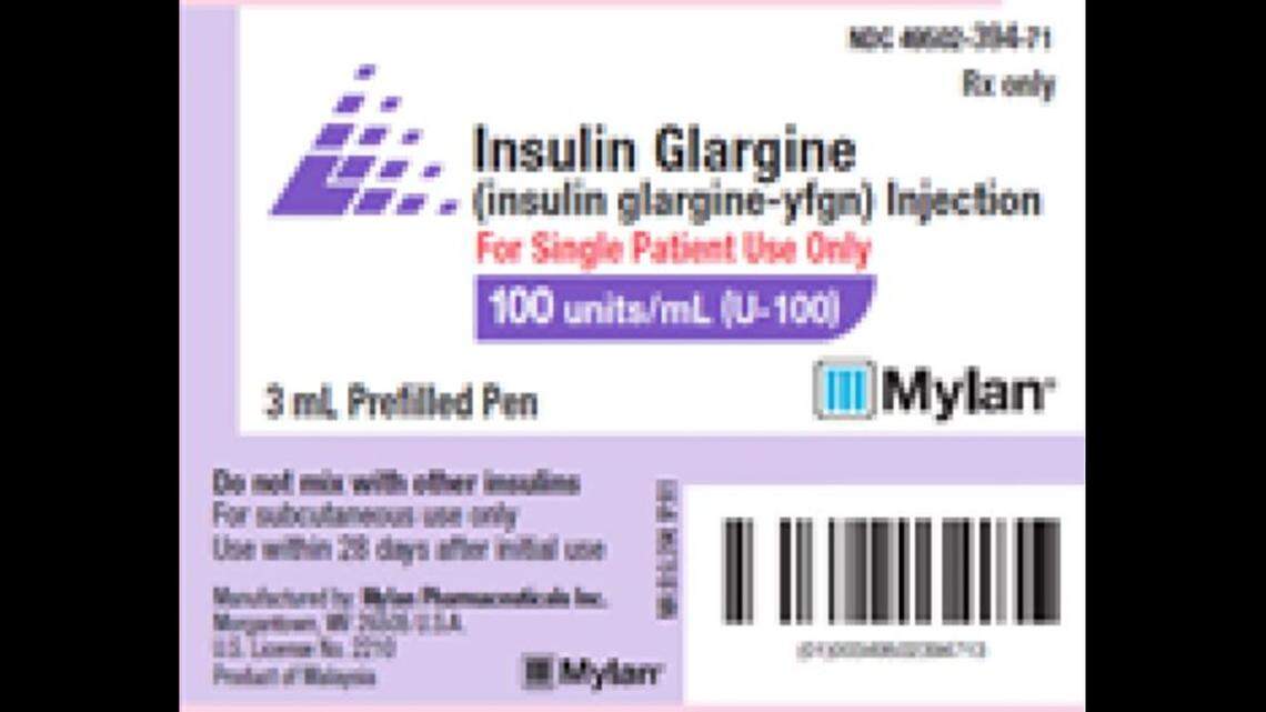 The label on the recalled Insuline Glargine injection pens