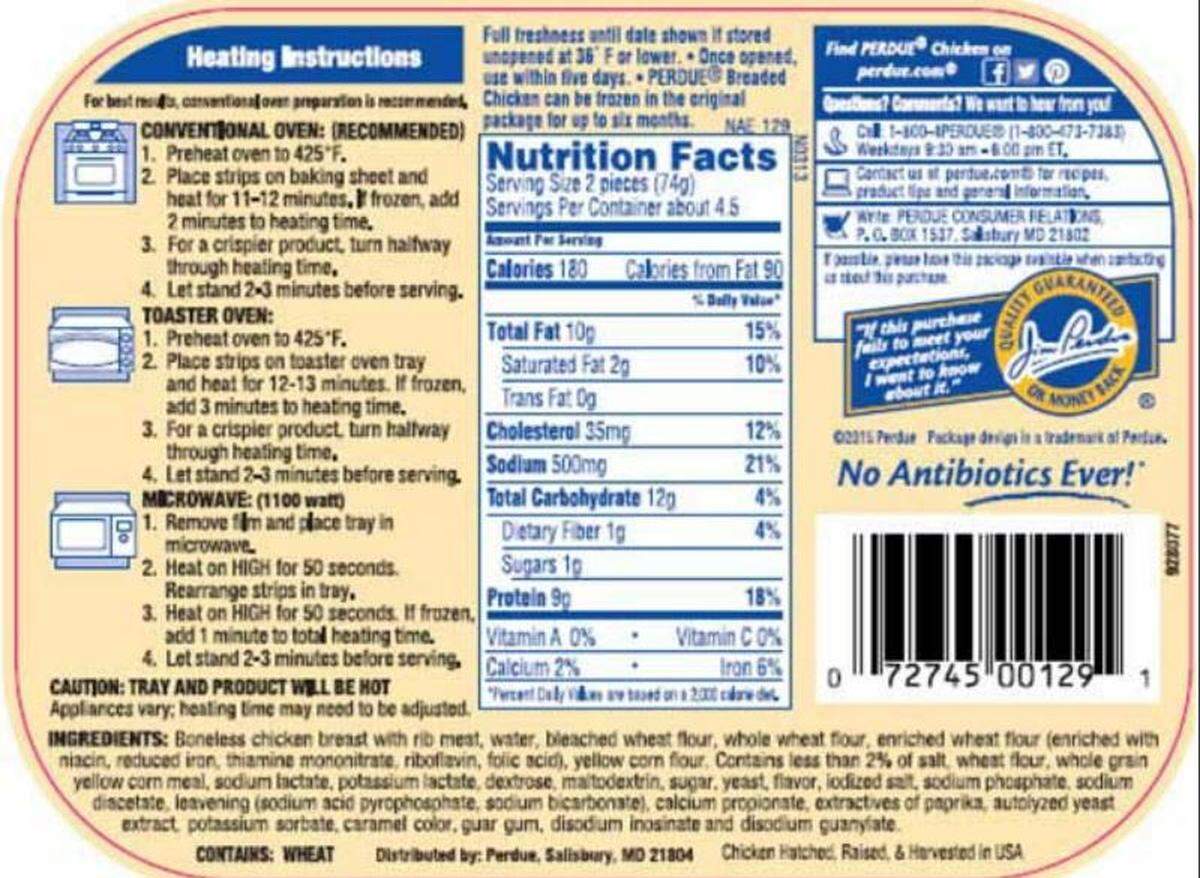 In the lower left corner, the packaging declares the nuggets contain wheat. It doesn’t declare the milk in the nuggets.