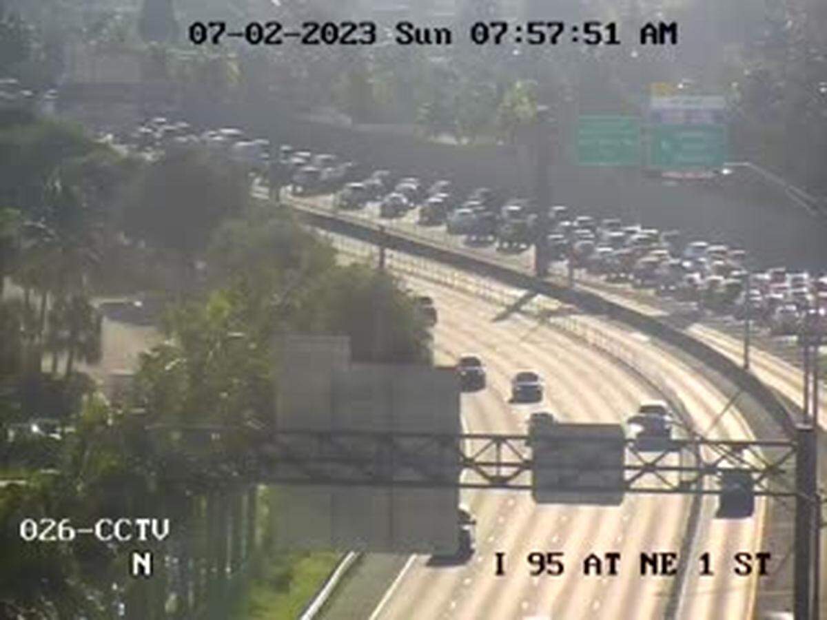 The backup on northbound Interstate 95 south of the crash between Miami Gardens Drive and Ives Dairy Road.