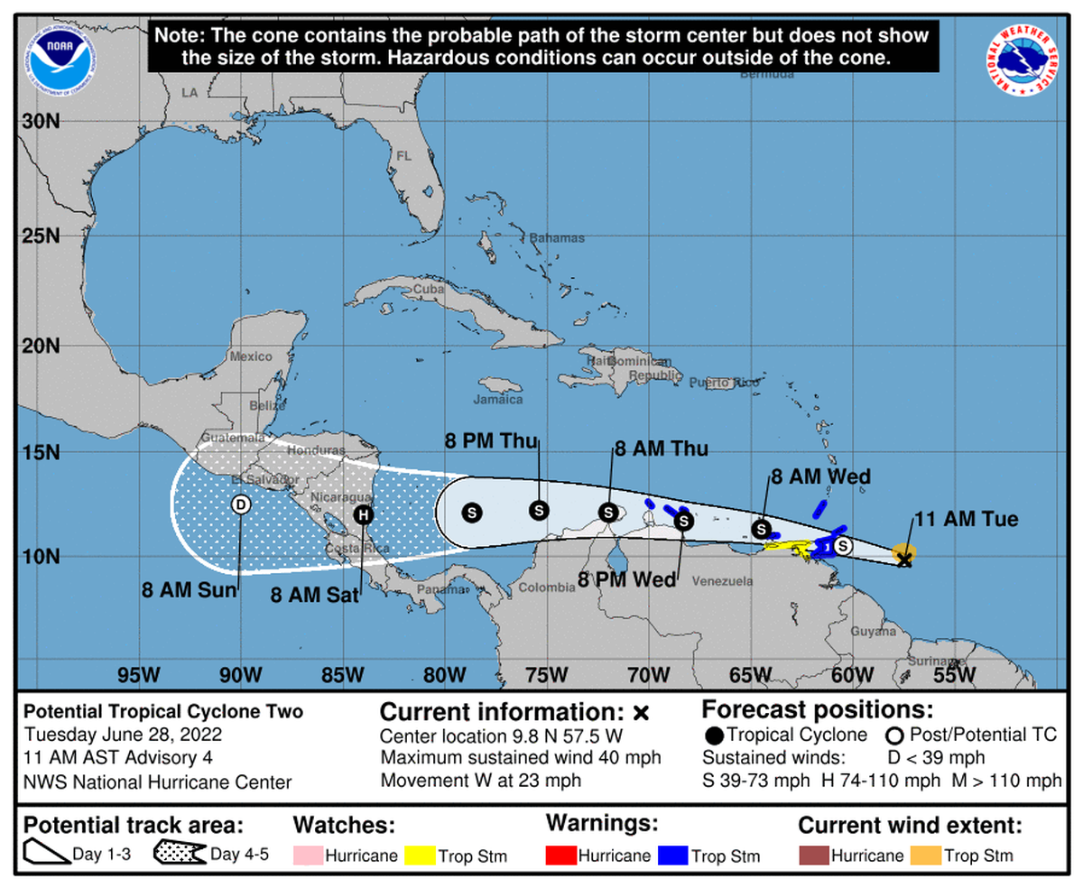Potential Tropical Cyclone Two is expected to become Tropical Storm Bonnie sometime Tuesday, and it could strengthen into the season’s first hurricane later this week.