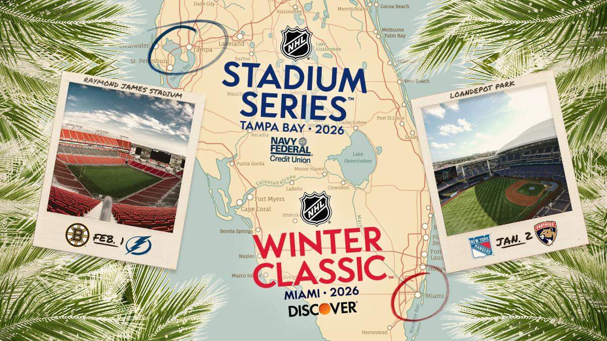 The Florida Panthers and Tampa Bay Lightning will each host an outdoor game — the Panthers the Winter Classic, the Lightning the Stadium Series — about a month apart from each other in 2026.