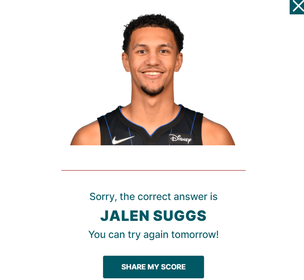 The NBA player’s headshot is revealed after the player uses up their guesses.