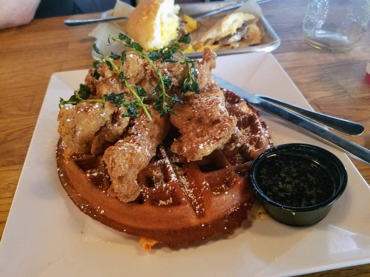 Chicken and waffles for the win.