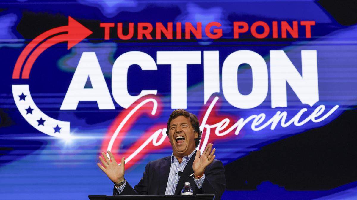 Tucker Carlson during the Turning Point Action Conference at the Palm Beach County Convention Center in West Palm Beach,  July 15, 2023. 