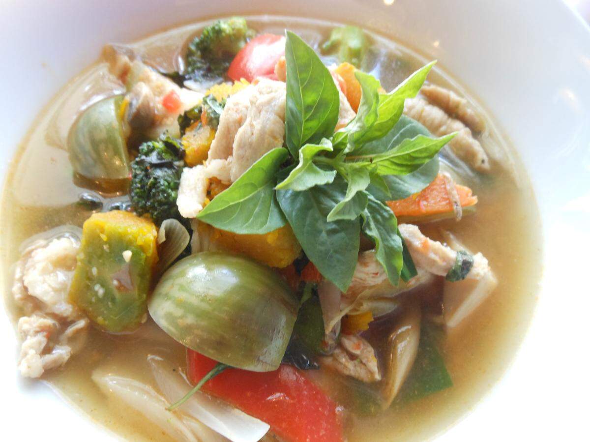 Chicken curry with eggplant and pumpkin at Malakor Thai Isaan.