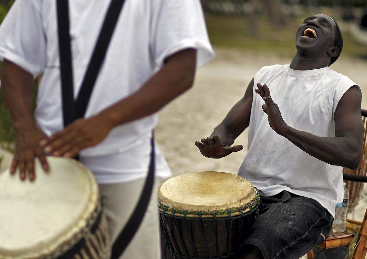 Drummers honor African ancestors at Historic Virginia Key Beach Park in 2011.