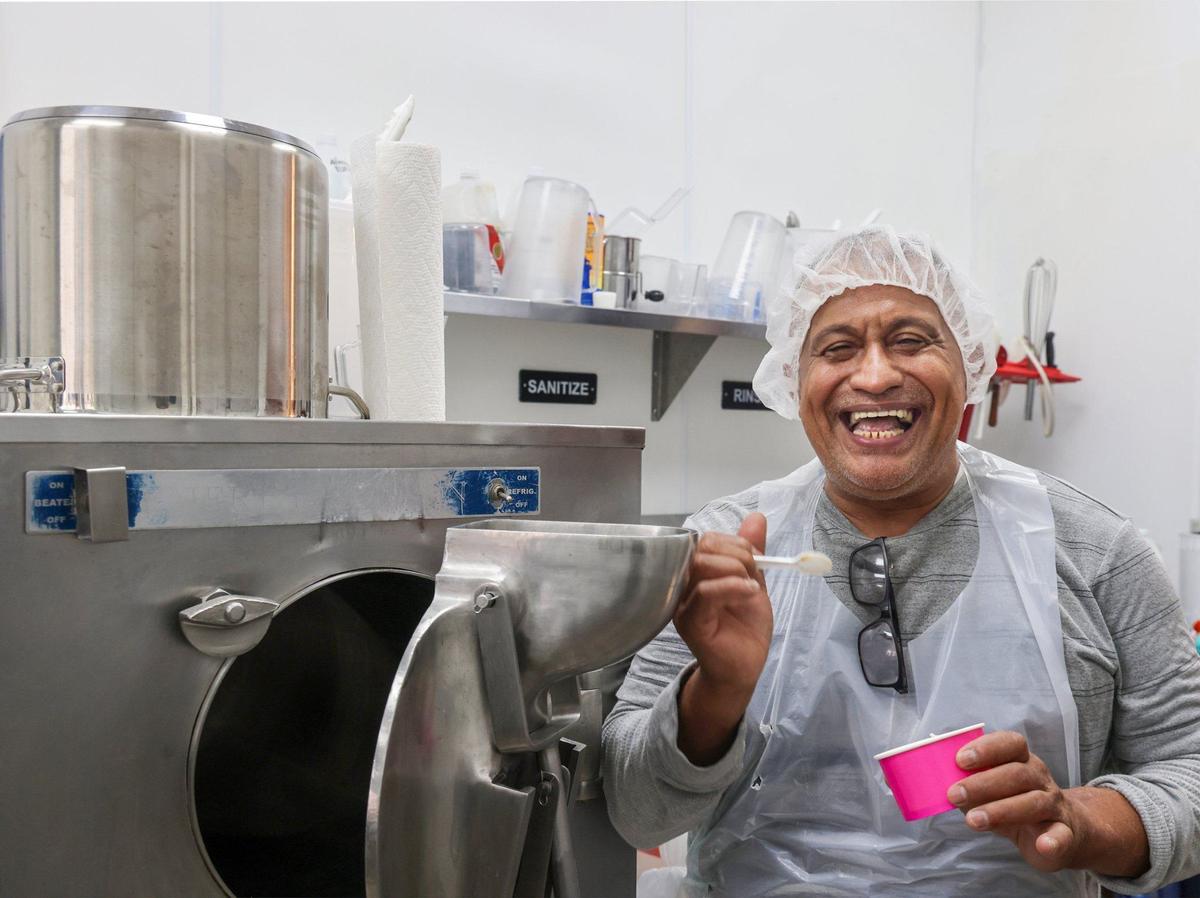 Ice creammaker Martin Zelaya worked for the Robert and Lisa Warren for 14 years at The Frieze and is back at The Ice Cream Factory.