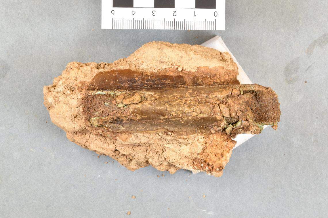 The spearhead found in the field.