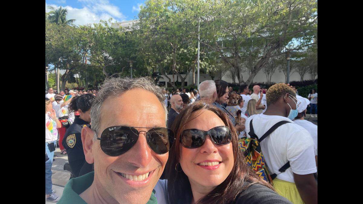 The late Miami Beach Commissioner Mark Samuelian, left, is photographed with his life partner Laura Dominguez, who won an election to fill Samuelian’s seat.