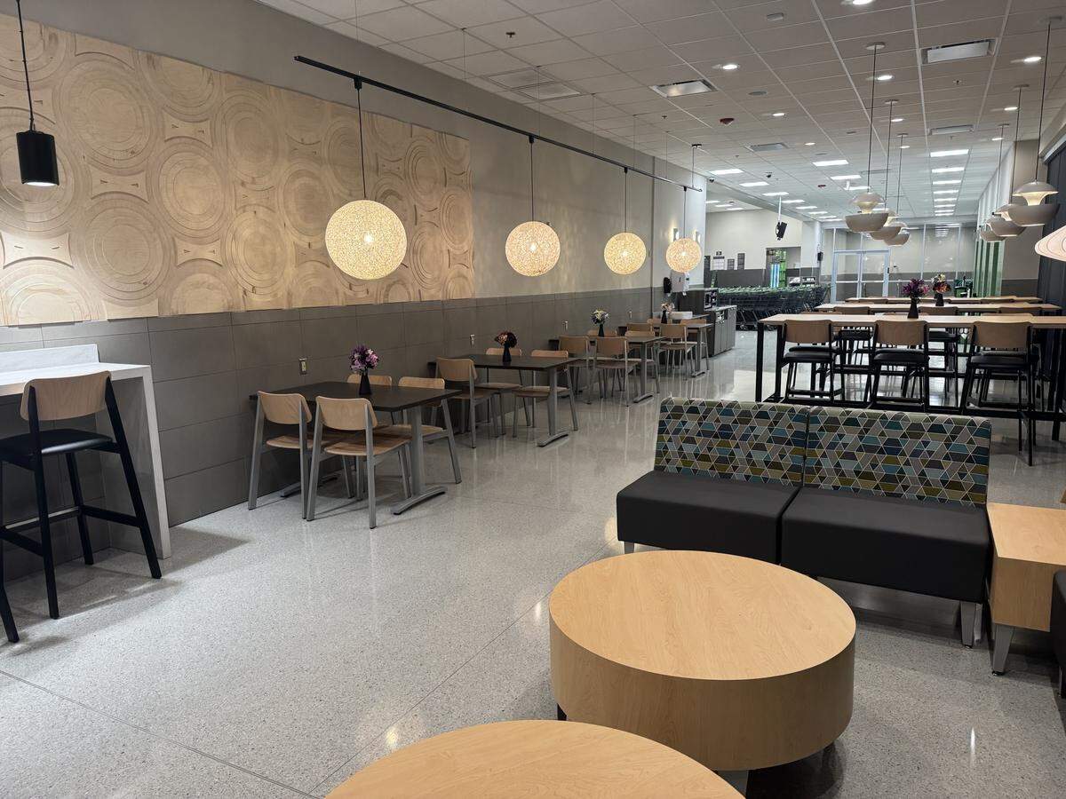 The seating area for dining on the second floor of the new Briar Bay Publix near The Falls in Miami. The store opened on Feb. 27, 2025.