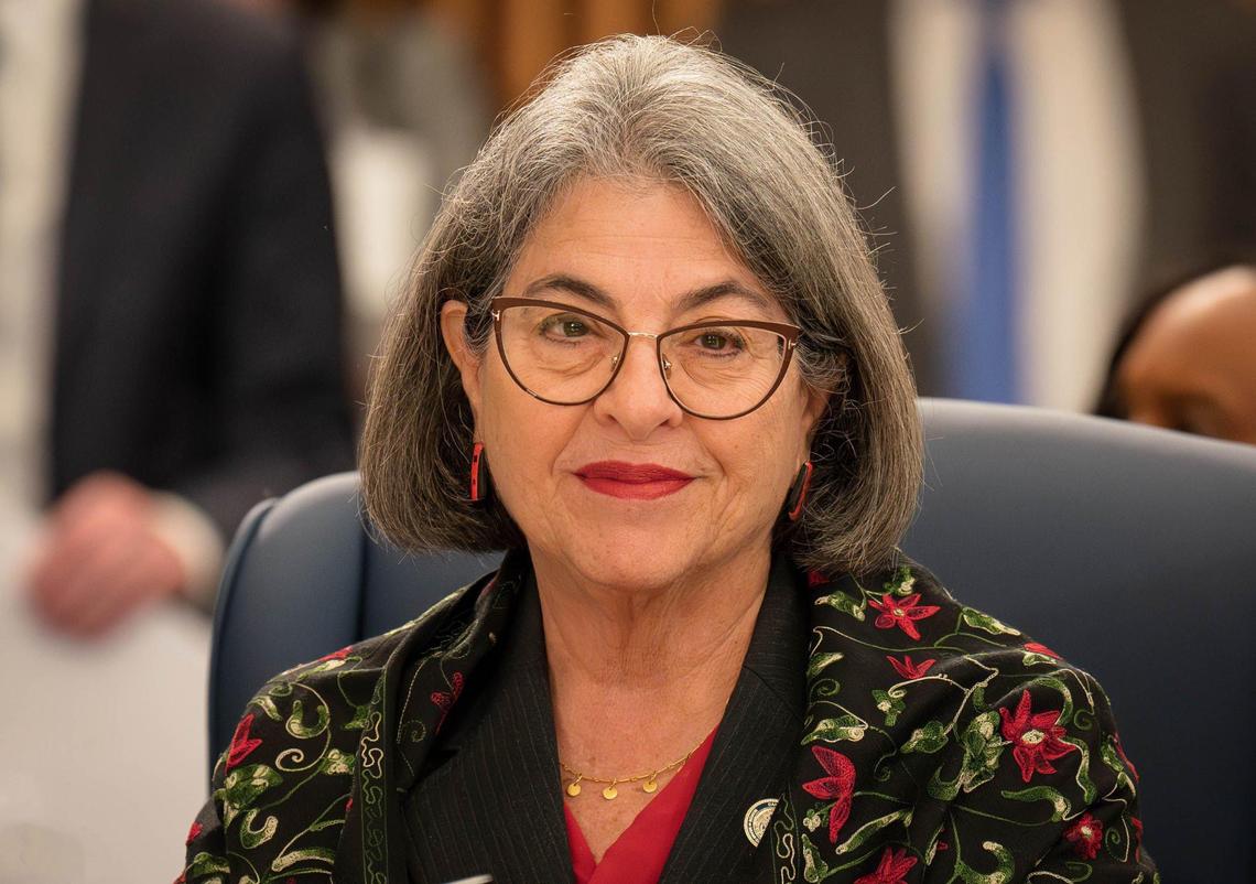 Miami-Dade Mayor Daniella Levine Cava at the County Commission meeting at Stephen Clark center on Thursday Dec. 3, 2024 in Miami, Fla. where the vote to build an incinerator in Doral was deferred.