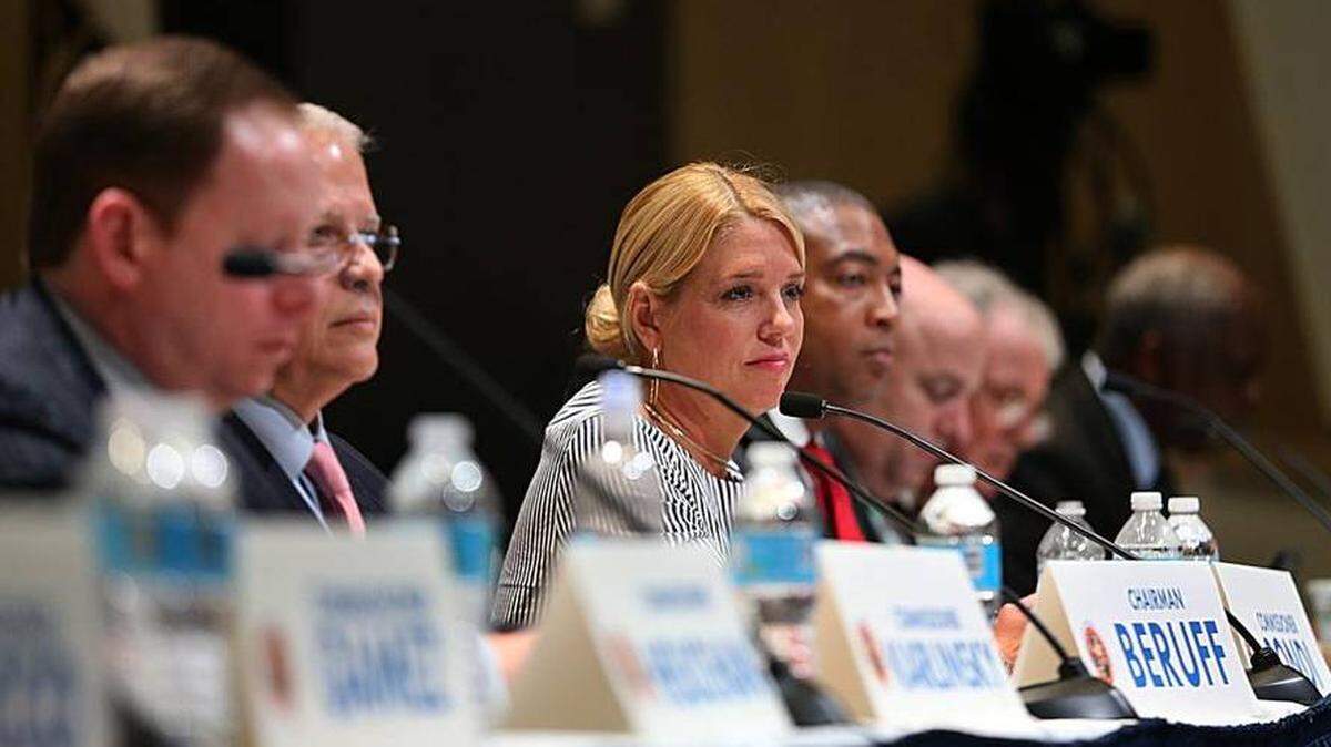 Members of the Constitution Revision Commission listened to citizens at a town hall meeting in Miami on April 16, 2017. The panel, which meets every 20 years, has drawn several lawsuits challenging the proposals they have placed on the ballot as misleading.  A retired Florida chief justice is challenging in court six proposed constitutional amendments, saying they are either unconstitutionally misleading or violate First Amendment rights.