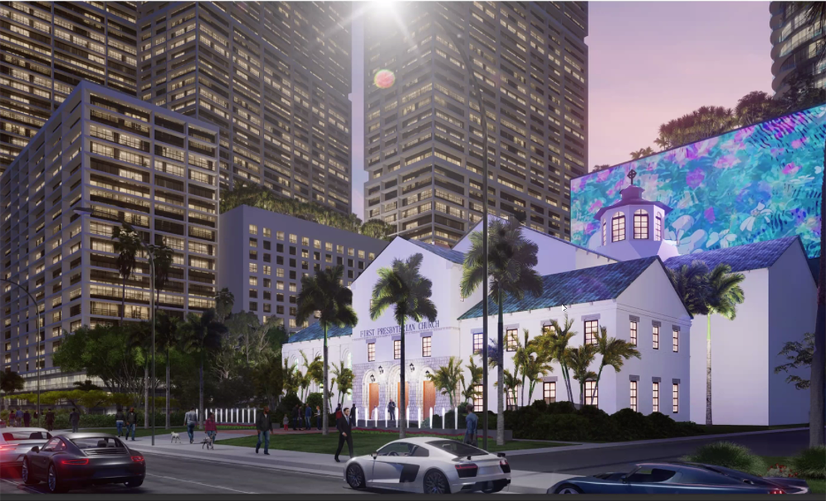 La First Miami Presbyterian Church estudia un plan para vender una parte de su propiedad frente al mar a 13th Floor Investments.