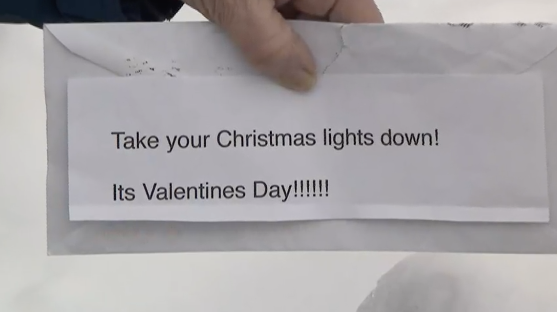 Sara Pascucci says she was among several people in Bethpage, New York, who received an anonymous letter telling them to remove their Christmas lights. Her father, who recently died from COVID-19, had hung them before his death.