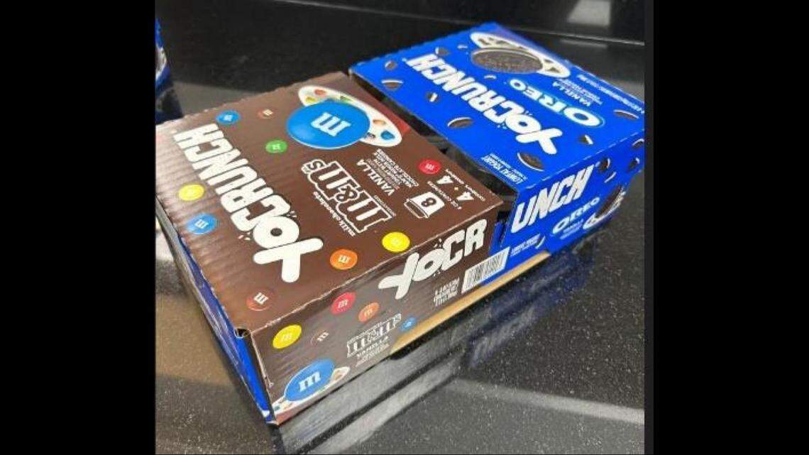 YoCrunch Vanilla yogurt with M&Ms and Oreo pieces, 8-pack of 6-ounce bowls.