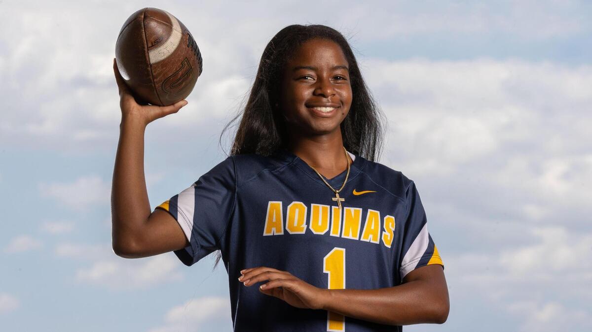 St. Thomas Aquinas quarterback Sherice Newton is the Miami Herald’s Broward County Flag Football Player of the Year.